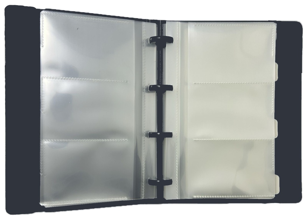TARJETERO PLASTICO 180 TARJETAS NEGRO-AZUL