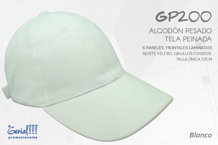 GORRA GENIAL ALGODON BLANCO - VELCRO