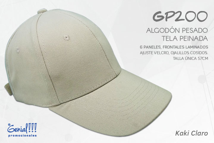 GORRA GENIAL ALGODON KAKI CLARO - VELCRO