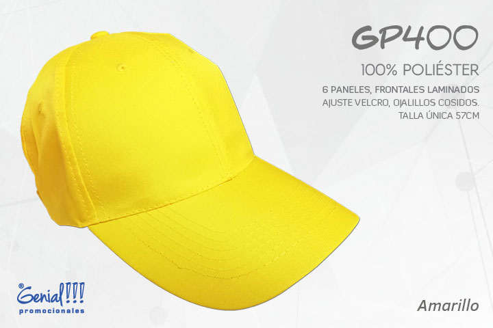 GORRA GENIAL POLIESTER AMARILLO - VELCRO