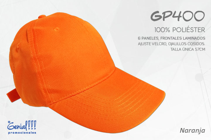 GORRA GENIAL POLIESTER NARANJA - VELCRO