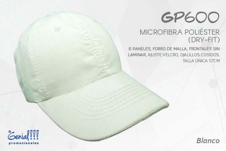 GORRA GENIAL MICROFIBRA BLANCO - VELCRO