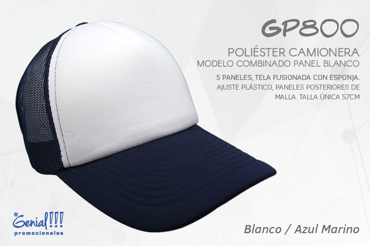 GORRA GENIAL CAMIONERA BLANCO/AZUL MAR. - AJUST.PLAST