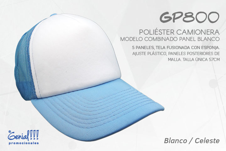 GORRA GENIAL CAMIONERA BLANCO/CELESTE - AJUST.PLAST