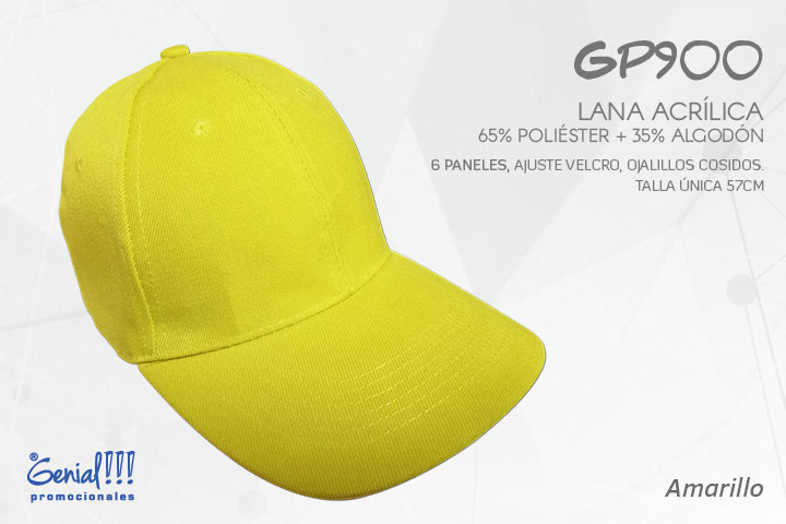 GORRA GENIAL LANA ACRILICA AMARILLA - VELCRO