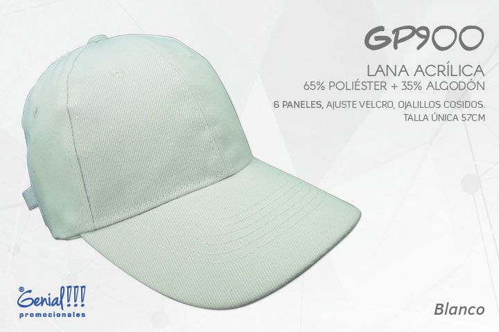GORRA GENIAL LANA ACRILICA BLANCA - VELCRO