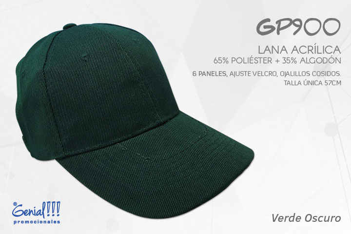 GORRA GENIAL LANA ACRILICA VERDE OSCURO - VELCRO