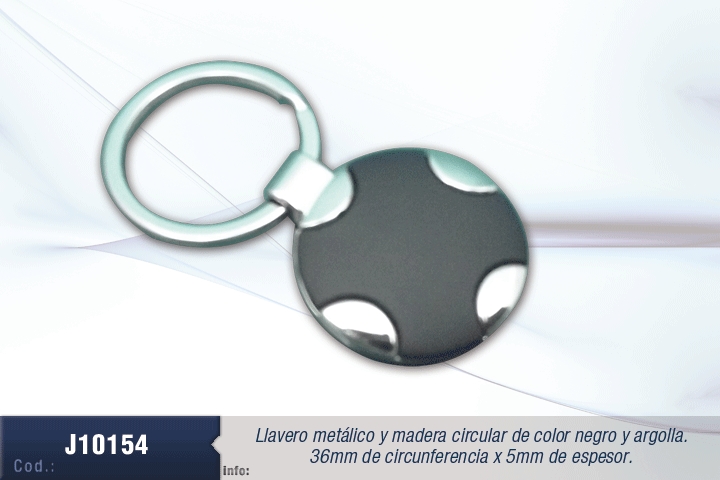LLAVERO METALICO MADERA NEGRO REDOND. 23MM