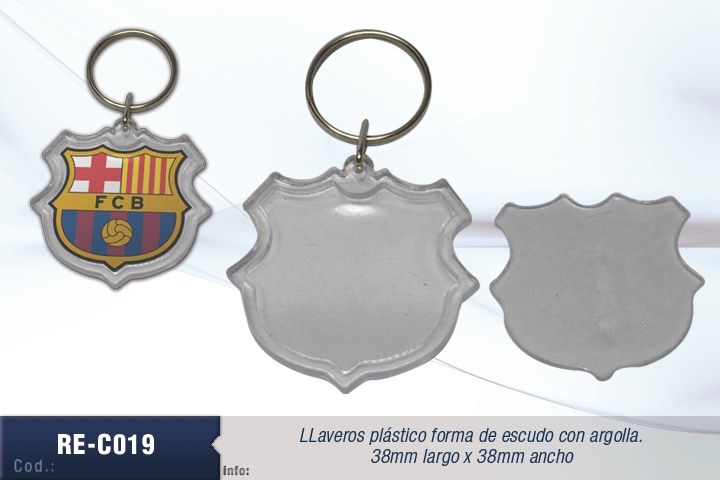 LLAVERO PLAST. TRANS. ESCUDO 38X32MM