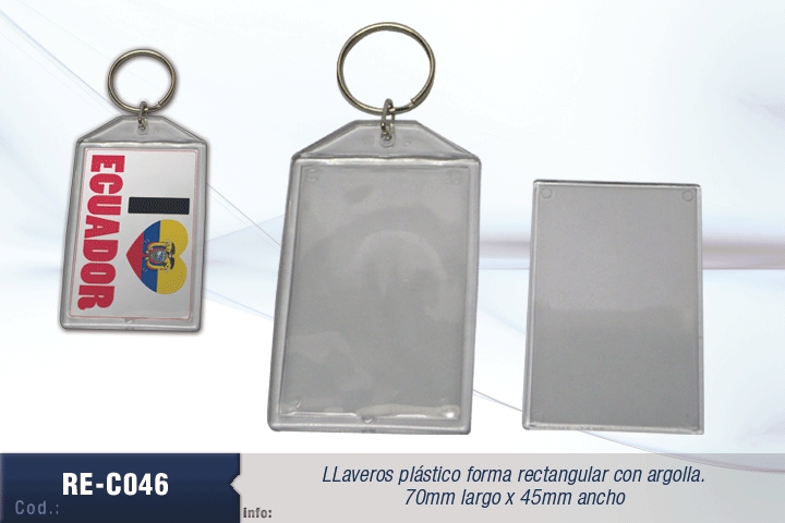 LLAVERO PLAST. TRANS. RECT. 70X45MM