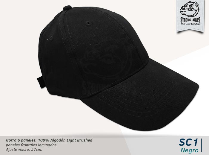 GORRA ALGODON LIGHT BRUSHED NEGRO - VELCRO