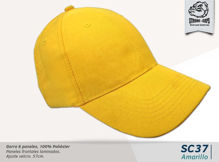 GORRA 100% POLIESTER TWILL AMARILLO - VELCRO