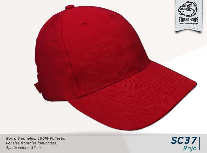 GORRA 100% POLIESTER TWILL ROJO - VELCRO