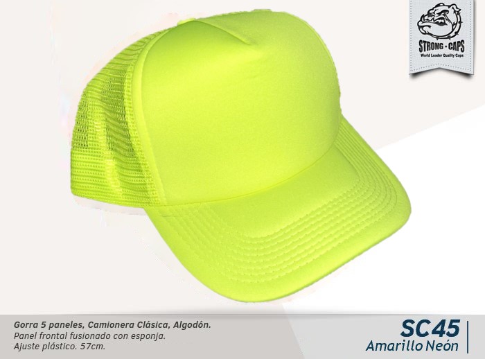 GORRA CAMIONERA 5 PANELES AMAR. NEON