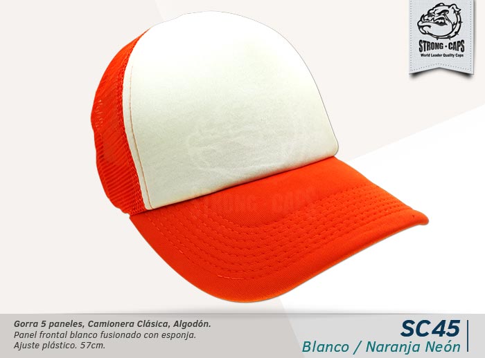 GORRA CAMIONERA 5 PANELES BLA/NAR. NEON