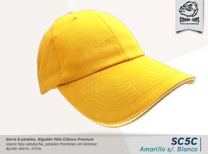 GORRA ALGODON POLO PRELAVADA AMARILLO/BLA. SAND/VELCRO