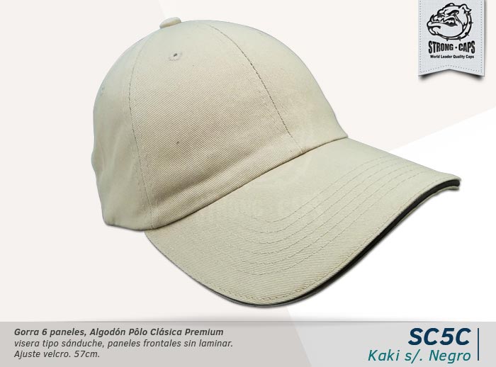 GORRA ALGODON POLO PRELAVADA KAKI/NEG SAND/VELCRO