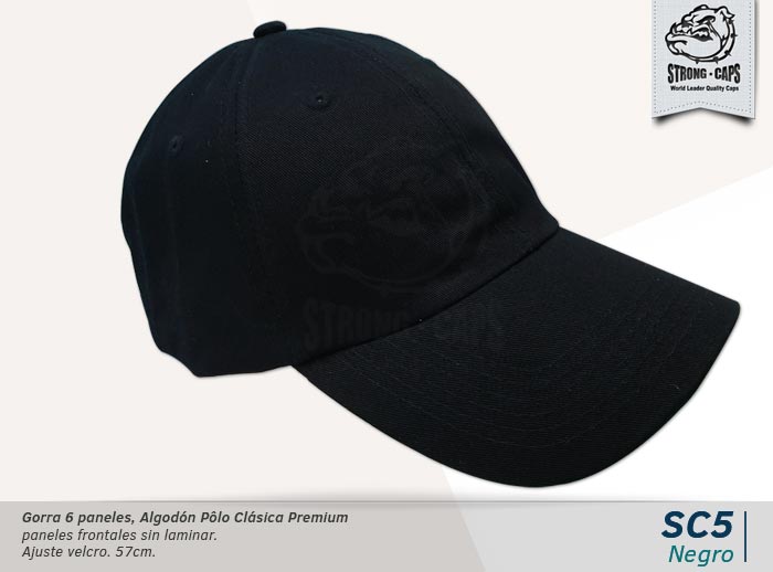GORRA ALGODON POLO NEGRO - VELCRO