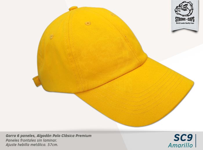 GORRA PRELAVADA LIVIANA AMARILLO HEBILLA BRONCE