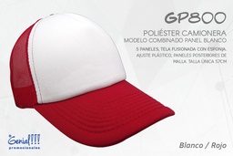 [GP800-BLA/ROJO] GORRA GENIAL CAMIONERA - AJUST.PLAST