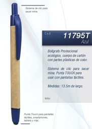 [11795T-AZUL] BOLIGRAFO PROMOCIONAL ECO TOUCH - 11795T-REFILL1