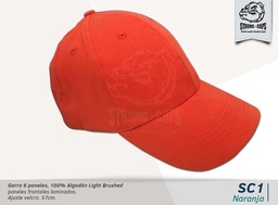 [SC-1-NARANJA] GORRA ALGODON LIGHT BRUSHED NARANJA - VELCRO