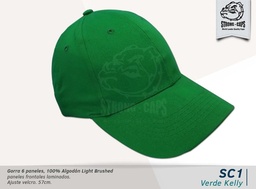 [SC-1-VERDE-KELL] GORRA ALGODON LIGHT BRUSHED VERD. KELLY - VELCRO