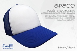 [GP800-BLA/ROYAL] GORRA GENIAL CAMIONERA - AJUST.PLAST