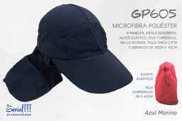 [GP605-AZULMA] GORRA GENIAL AZUL MARINO MICROFIBRA CUBRENUCA