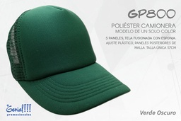 [GP800-VERDEOSC] GORRA GENIAL CAMIONERA - AJUST.PLAST
