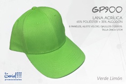 [GP900-VERDELIMON] GORRA GENIAL LANA ACRILICA VERDE LIMÓN - VELCRO