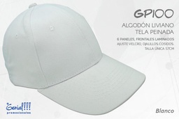 [GP100-BLANCO] GORRA GENIAL ALGODON - VELCRO