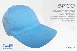 [GP100-CELESTE] GORRA GENIAL ALGODON - VELCRO