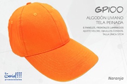 [GP100-NARANJA] GORRA GENIAL ALGODON - VELCRO