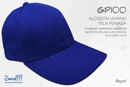 [GP100-ROYAL] GORRA GENIAL ALGODON - VELCRO