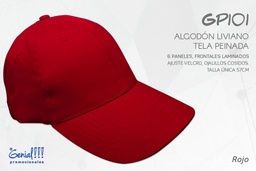 [GP101-ROJO] GORRA GENIAL ALGODON ROJO - HEBILLA