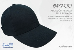 [GP200-AZULMA] GORRA GENIAL ALGODON AZUL MARINO - VELCRO
