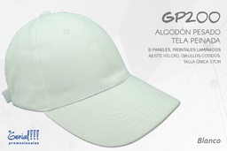 [GP200-BLANCO] GORRA GENIAL ALGODON BLANCO - VELCRO