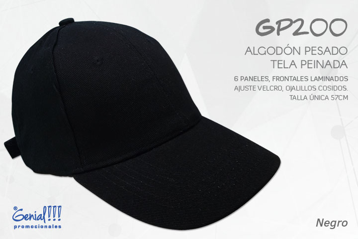 GORRA GENIAL ALGODON NEGRO - VELCRO