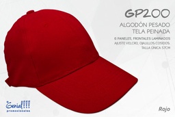 [GP200-ROJO] GORRA GENIAL ALGODON ROJO - VELCRO