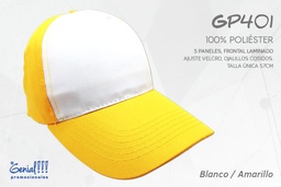 [GP401-BLA/AMAR] GORRA GENIAL POLIESTER COMBINADA - VELCRO