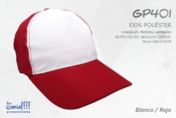 [GP401-BLA/ROJO] GORRA GENIAL POLIESTER COMBINADA - VELCRO