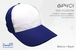 [GP401-BLA/ROYAL] GORRA GENIAL POLIESTER COMBINADA - VELCRO