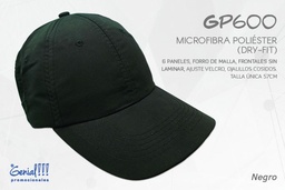[GP600-NEGRO] GORRA GENIAL MICROFIBRA NEGRO - VELCRO