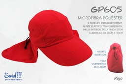 [GP605-ROJO] GORRA GENIAL ROJA MICROFIBRA CUBRENUCA