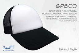 [GP800-BLA/NEGR] GORRA GENIAL CAMIONERA BLANCO/NEGRO - AJUST.PLAST