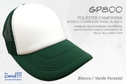 [GP800-BLA/VERFO] GORRA GENIAL CAMIONERA BLANCO/VERDE FORESTAL - AJUST.PLAST