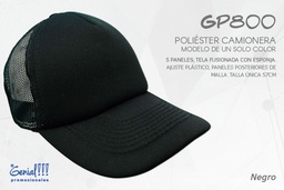 [GP800-NEGRO] GORRA GENIAL CAMIONERA - AJUST.PLAST