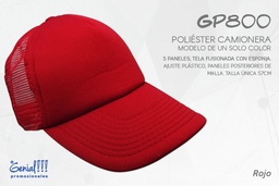 [GP800-ROJO] GORRA GENIAL CAMIONERA - AJUST.PLAST