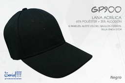 [GP900-NEGRO] GORRA GENIAL LANA ACRILICA NEGRA - VELCRO